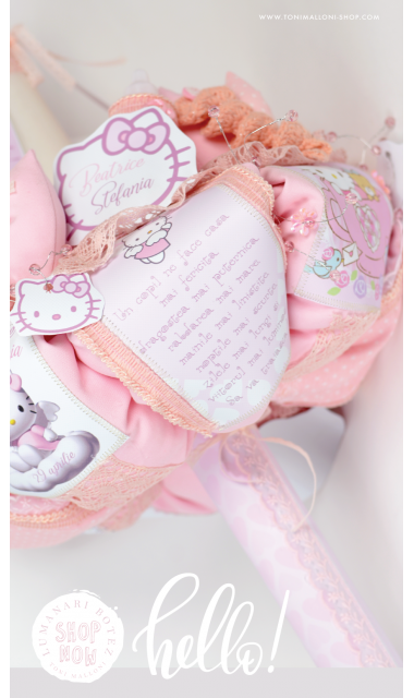 Lumanare de botez pentru fetite cu jucarie plus Hello Kitty, 65x4cm, Hello Baby 5
